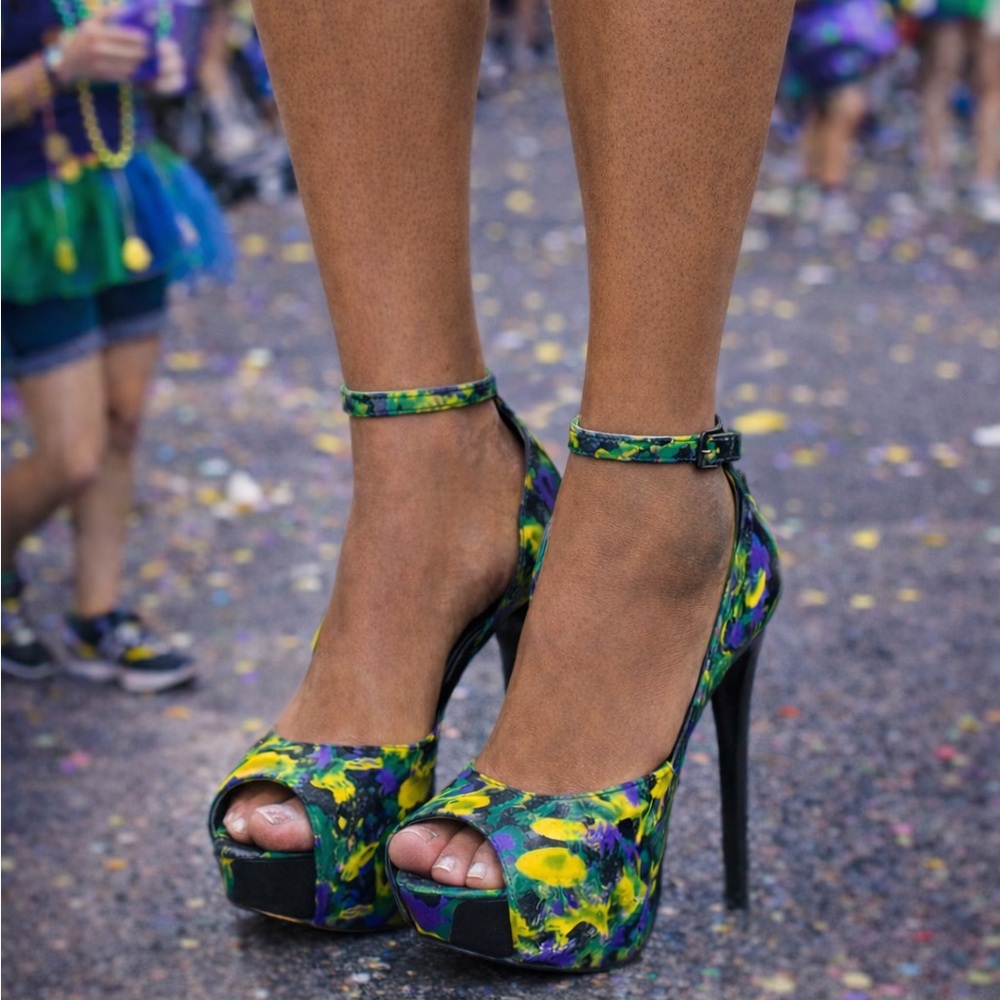 Mardi Gras Steve Madden Colorful Peep-Toe Heels BAD COLLECTION Customized